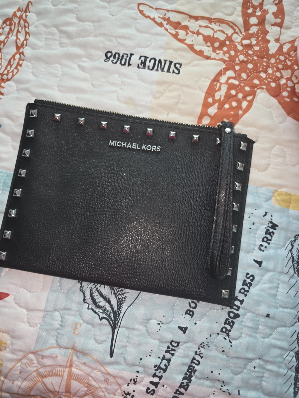 Michael Kors Black Studded Wristlet Clutch